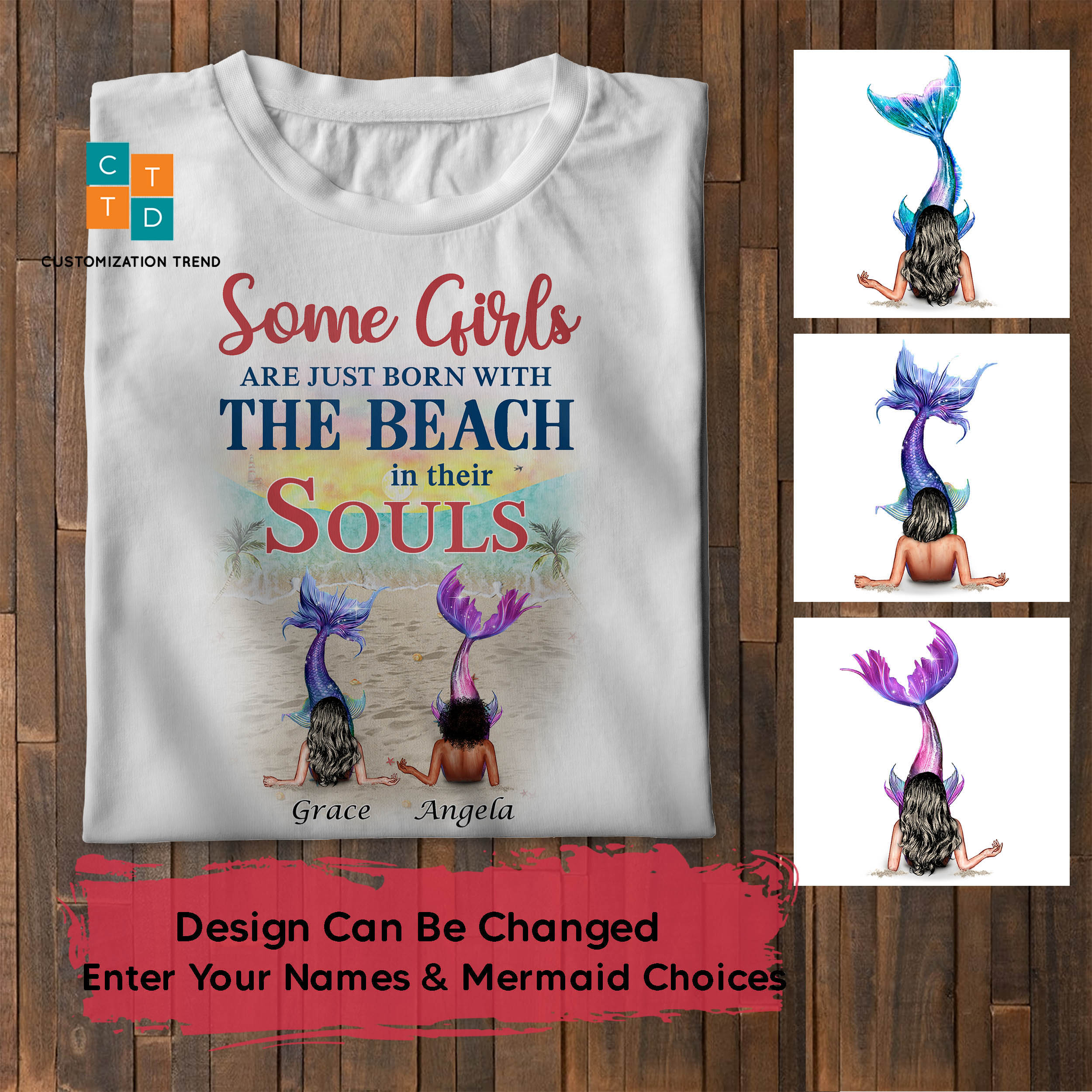 Mermaid Summer Beach Some Girls Are Just Born Personalized Tshirt