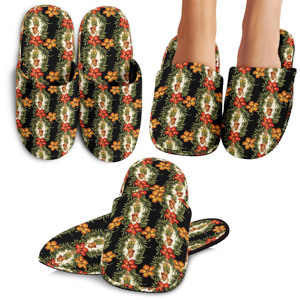 Hawaii Flower Hula Hibiscus Print House Slippers Ha23400