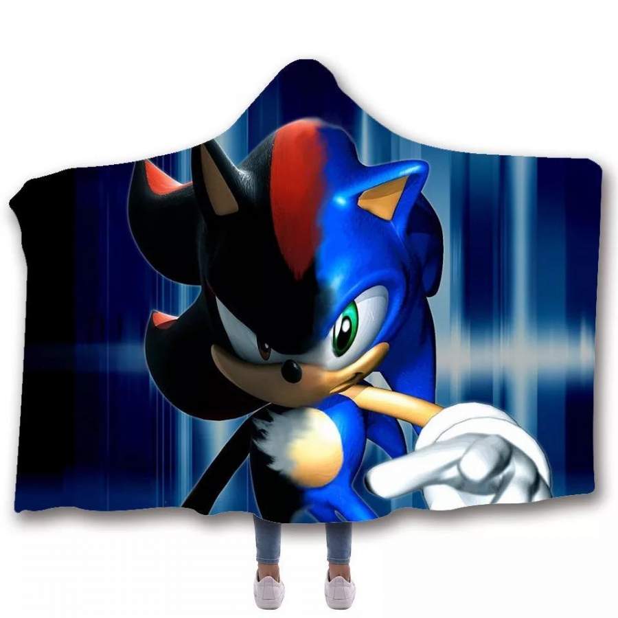 Sonic The Hedgehog #3 Hooded Blanket Super Soft Cozy Sherpa Fleece Throw Blanket