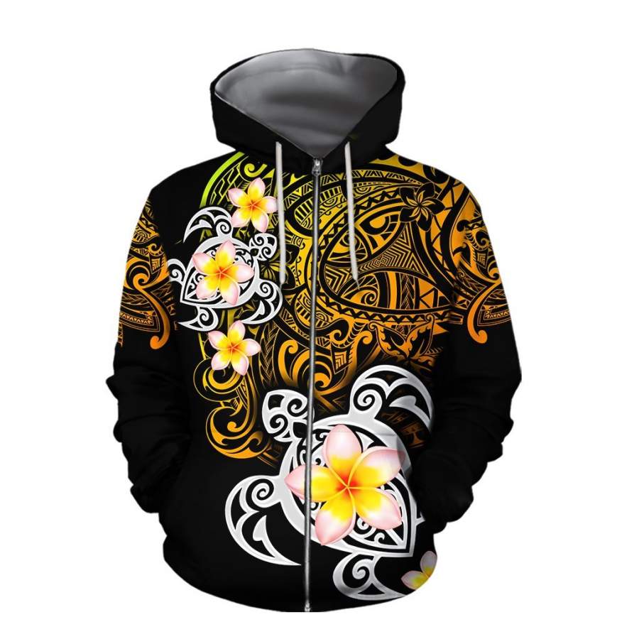 Amazing Polynesian Tattoo Turtle Unisex Hoodie ML