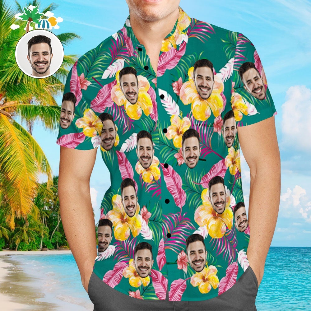 Tropical Floral Custom Photo Aloha Hawaii Shirts For Men And Women Ha32392