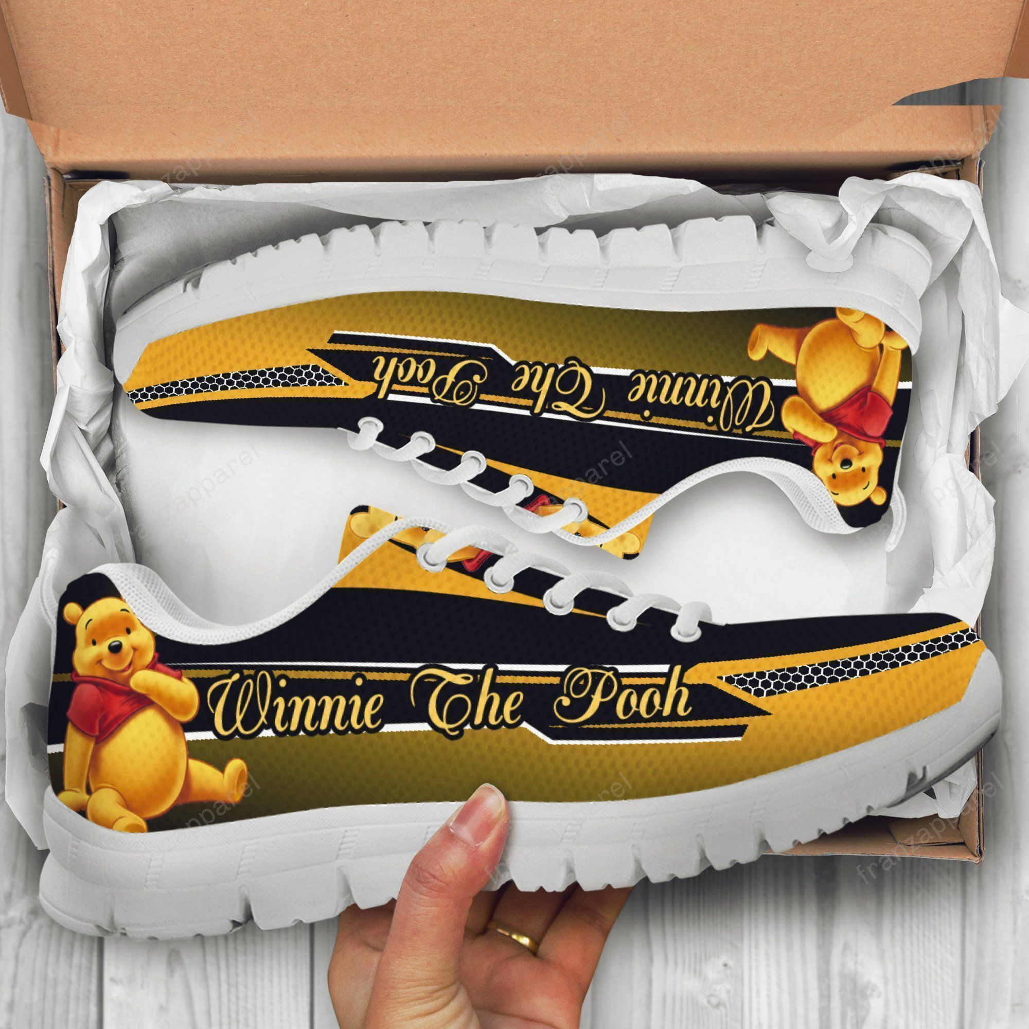 Pooh Winnie-The-Pooh  Print Sneakers Ver2, Women’S Sneakers, Handmade Crafted Sneaker White Shoes Birthday Gift Fashion Fly Sneakers