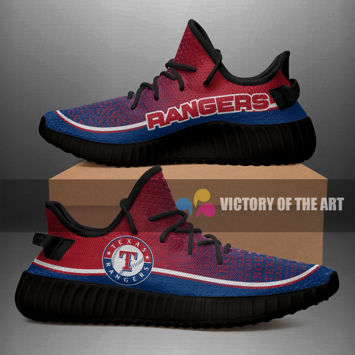 Colorful Line Words Texas Rangers Yeezy Shoes