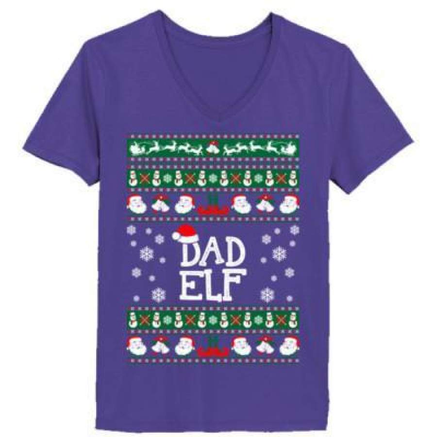 AGR Dad Elf Ugly Christmas Sweater – Ladies’ V-Neck T-Shirt