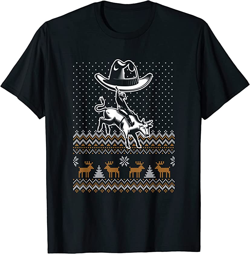 Ugly Christmas X-Mas Bull Riding Rodeo Santa Claus New Year T-Shirt