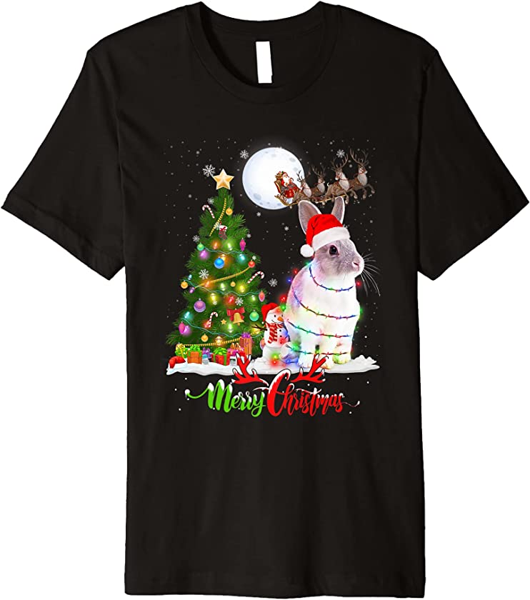 Rabbit Animal Merry Christmas Animal Lover Premium T-Shirt