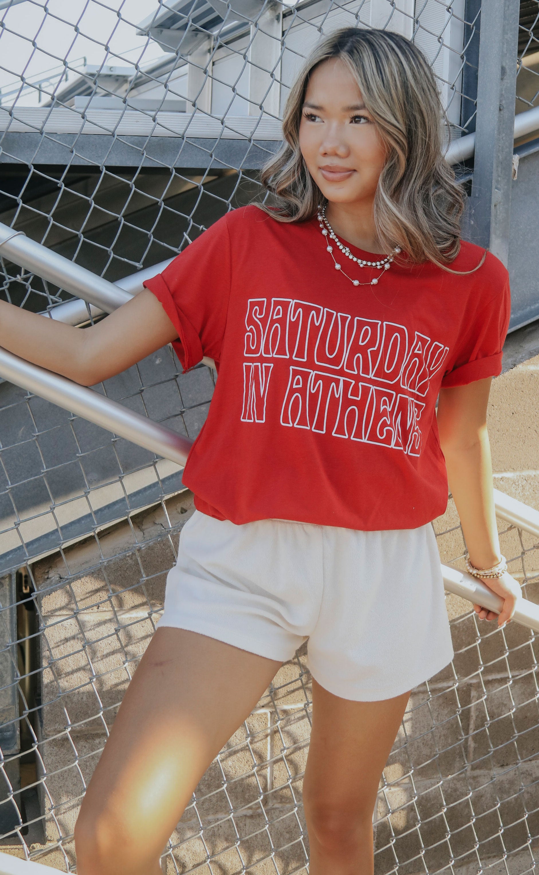 Charlie Southern: Saturday In Athens T Shirt – Red