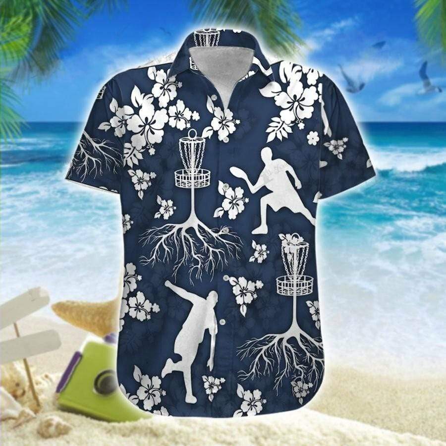 Hawaii Aloha Shirt Made In Disc Golf Tree Hibiscus Ha86496