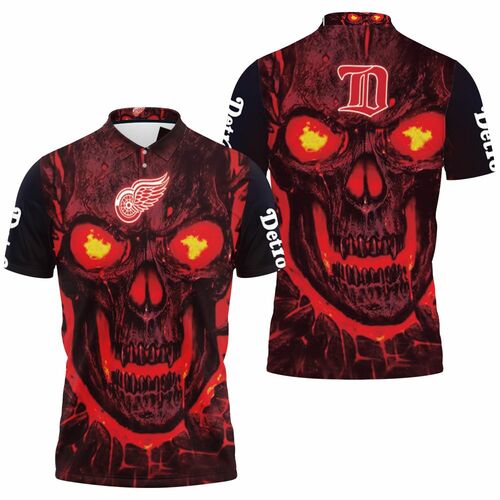 Detroit Red Wings Fan 3D Skull Demon Jersey 3D All Over Print Polo Shirt