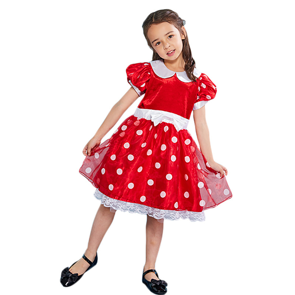 2022 Girls Dress Mickey Minnie Out Kids Costume Princess Dress Short Sleeve Infant Children’s Clothing With Headband alx