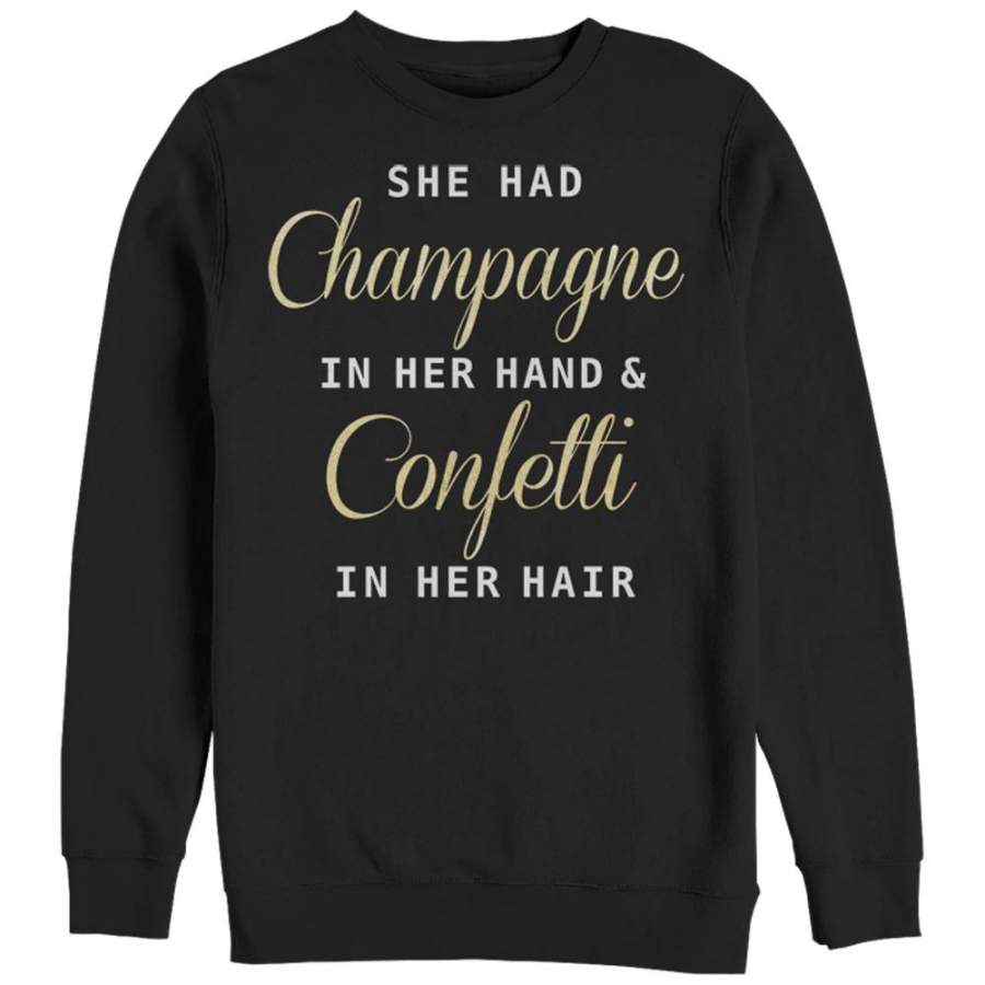 CHIN UP Women’s Christmas Champagne  Sweatshirt Black S