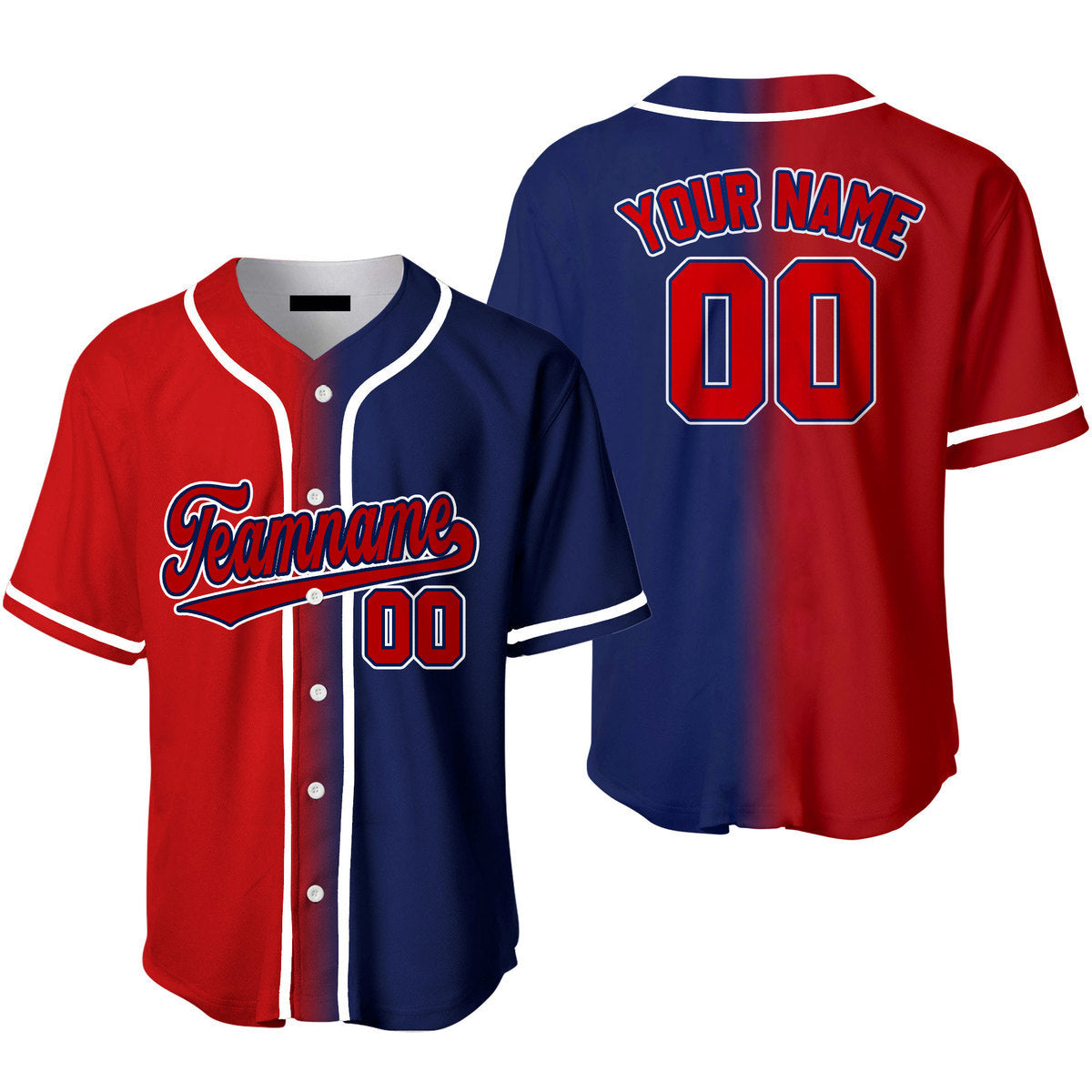 Custom Red White Text Navy Crimson Fade Fashion Baseball Jerseys For Men & Women