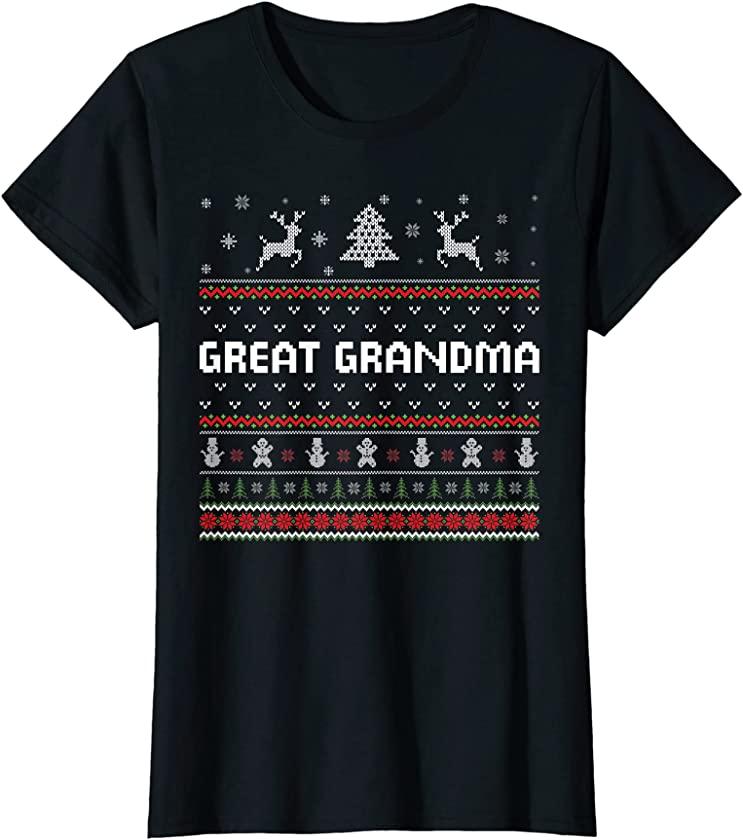 Womens Great Grandma Ugly Holiday Matching Ugly Christmas Sweater T-Shirt