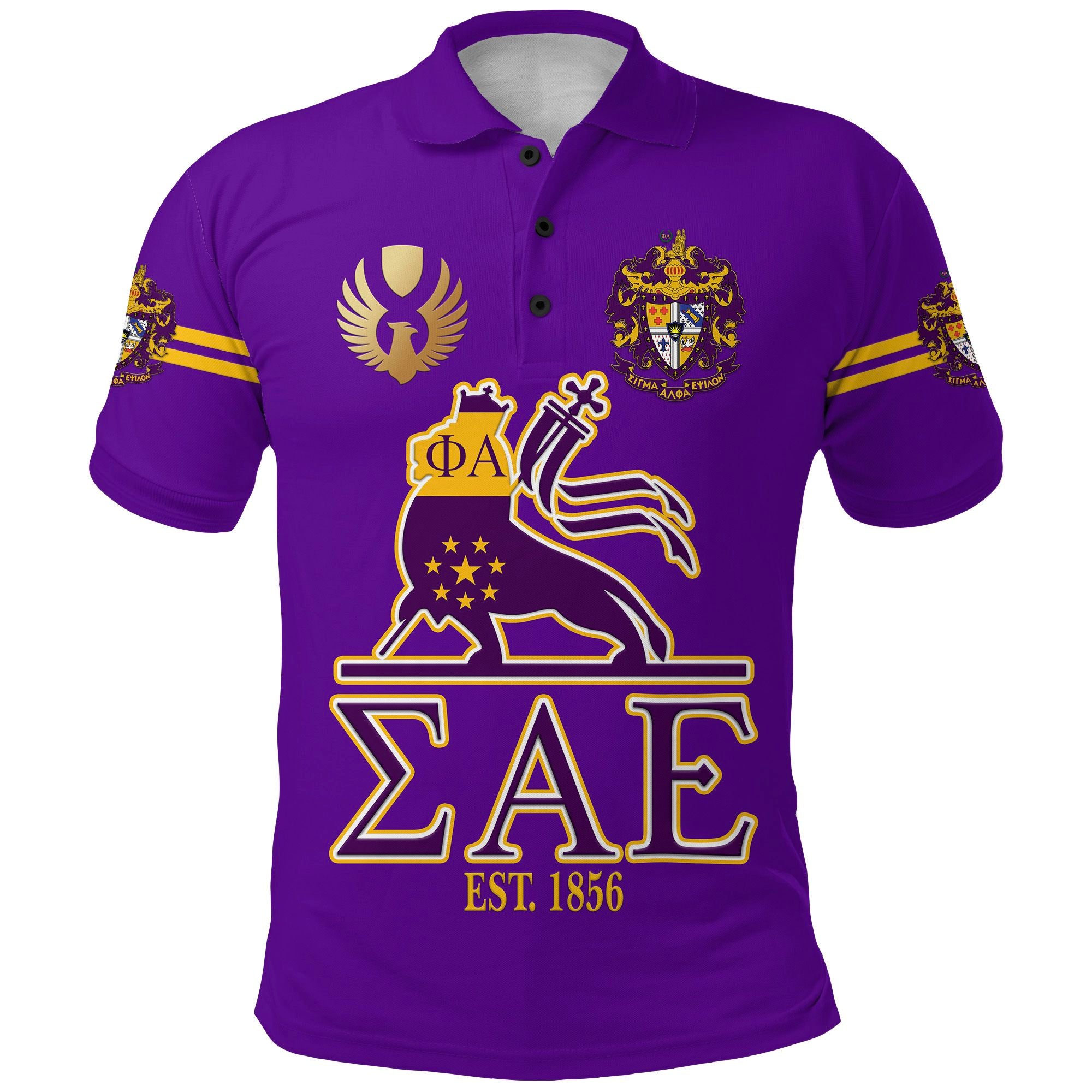 (Custom Personalised) Sigma Alpha Epsilon Sae Polo Shirt Lion Vibes – Purple Lt8