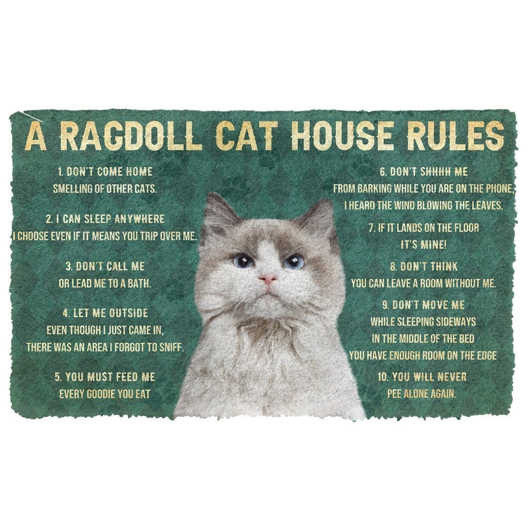 3D House Rules Ragdoll Cat Doormat