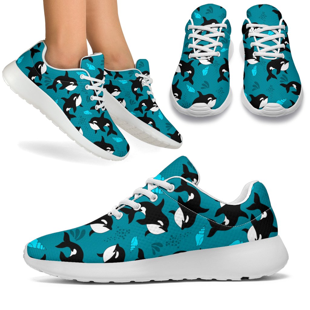 Whale Sea Design Themed Print Sport Sneakers White