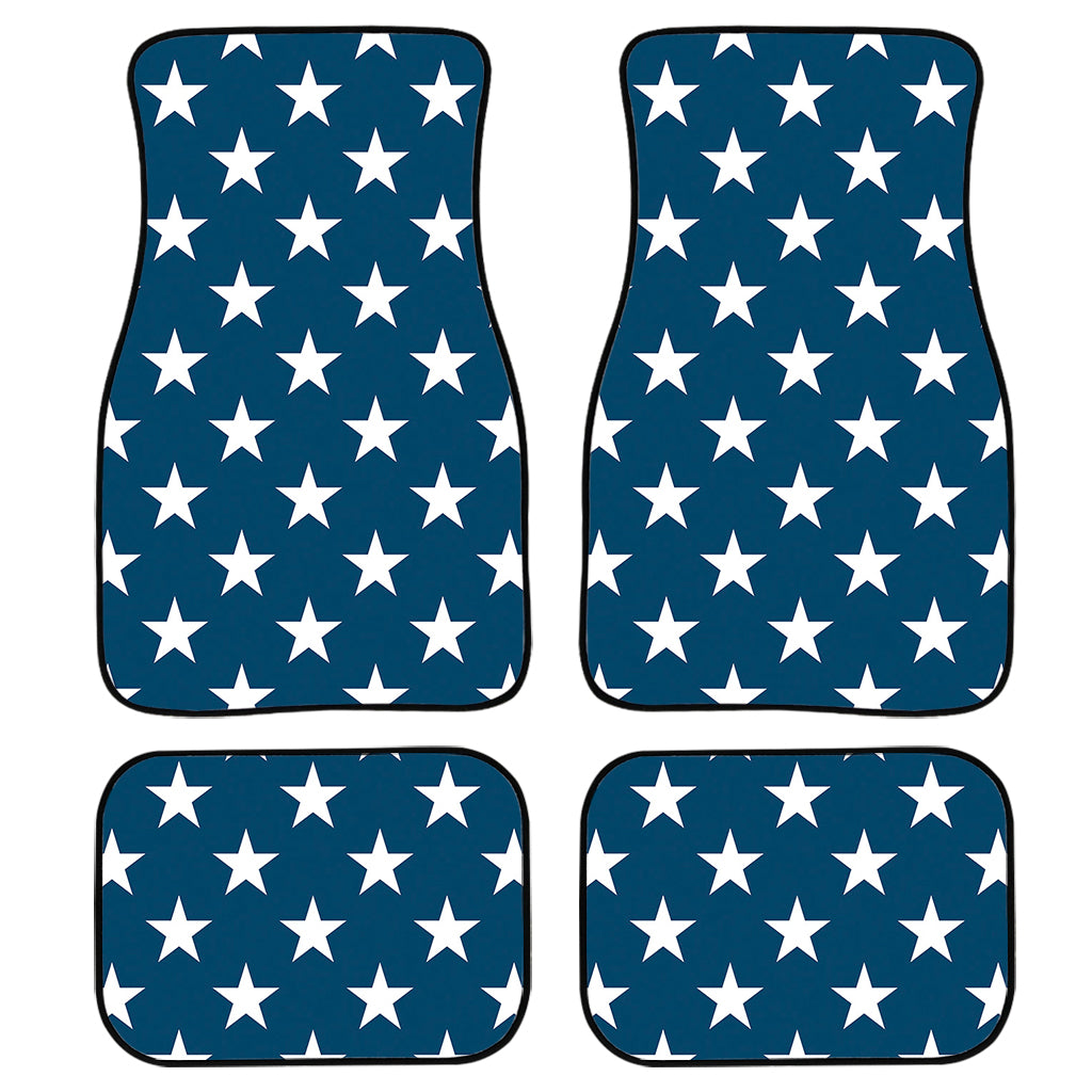 White And Blue Usa Star Pattern Print Front And Back Car Floor Mats, Front Car Mat