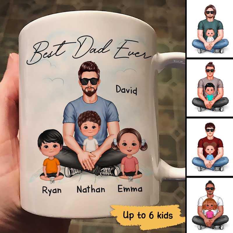 Best Dad Ever Real Man Sitting With Doll Kids Father’S Day Gift For Dad Daddy Personalized Mug