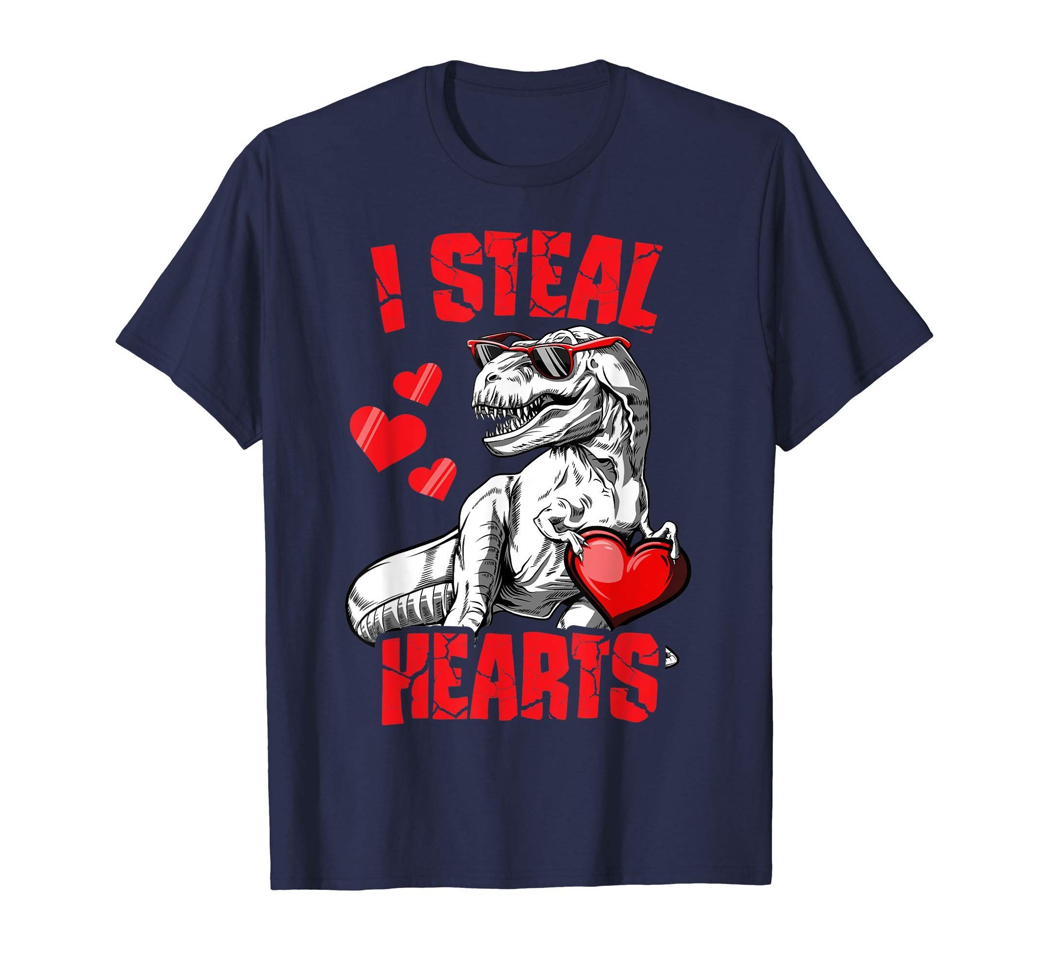 Valentines Day Dinosaur T Rex I Steal Hearts Yolotee Shirt