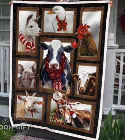 Xmas Farm Animals CLT0612124N Sherpa Fleece Blanket