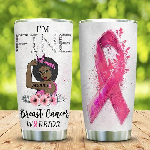 Black Woman Breast Cancer Kd2 Stainless Steel Tumbler, Personalized Tumblers, Tumbler Cups, Custom Tumblers Breast Cancer Awareness Month