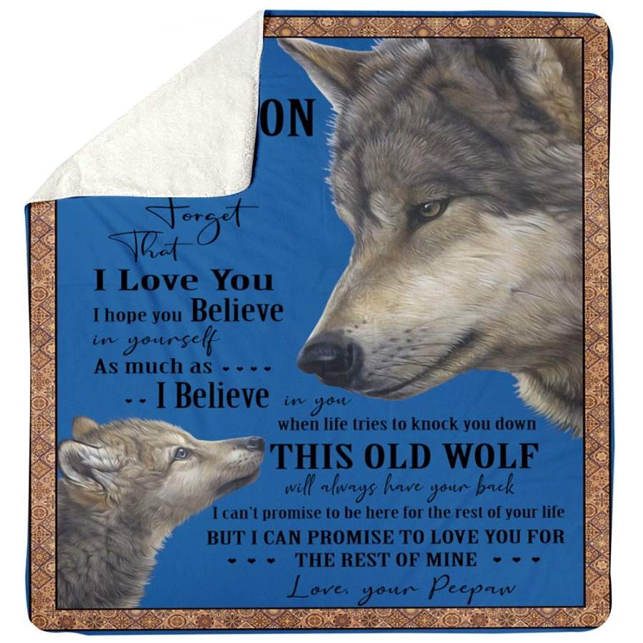 Wolves Peepaw Hopes Grandson To Believe In Himself Sherpa Blanket