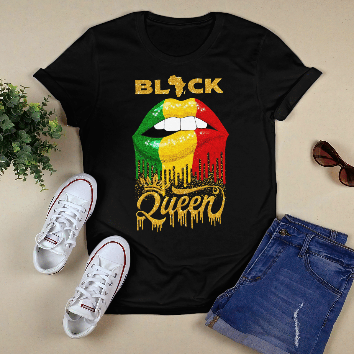 Juneteenth Shirt For Black Girl African American Juneteenth Day Black History Shirt Black Queen Lips Women Shirt