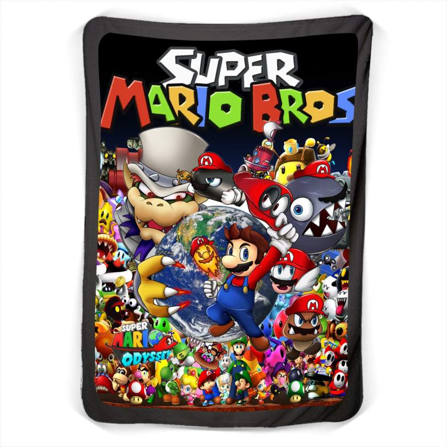 Super Mario Bros All Character Fleece Blanket