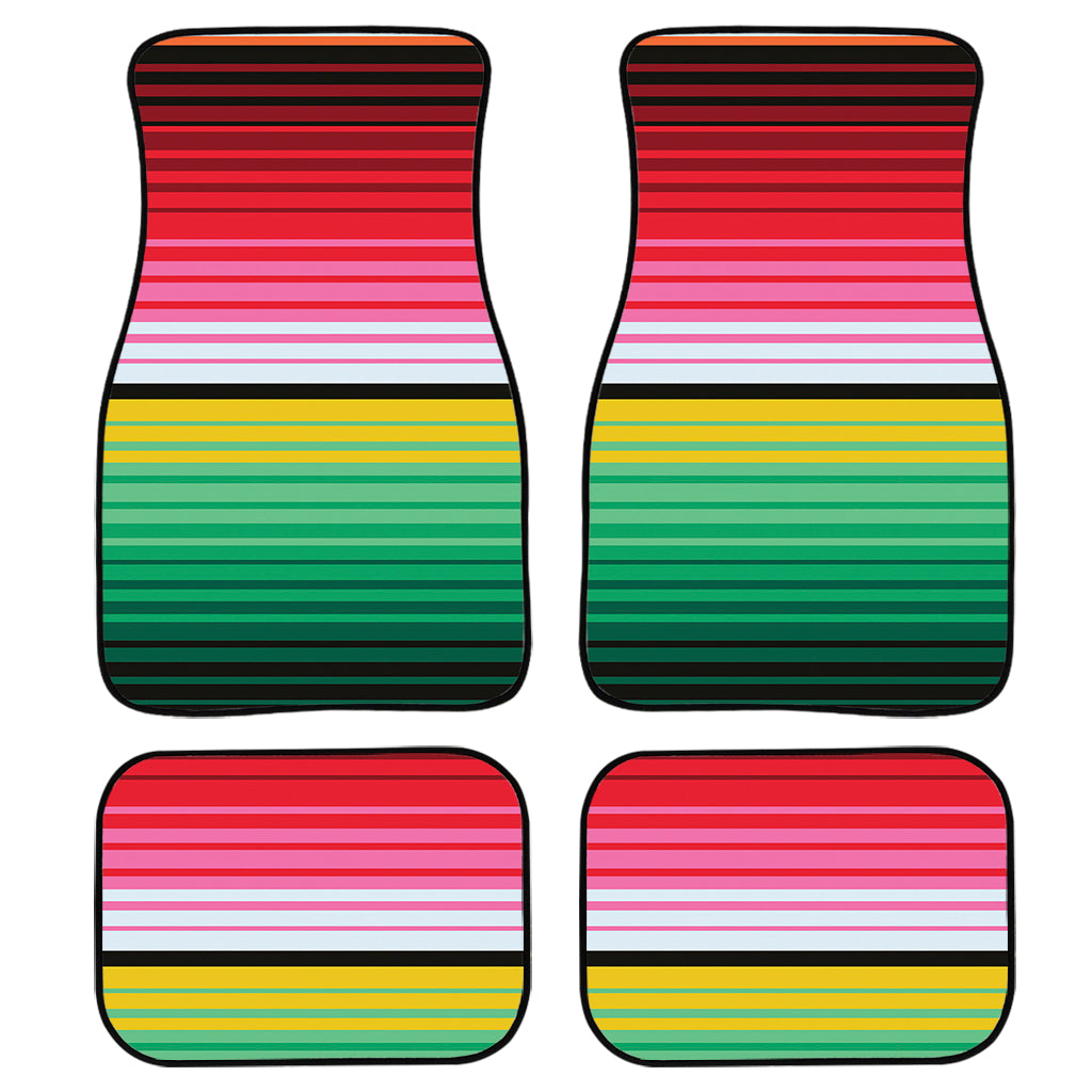 Colorful Mexican Serape Stripe Print Front And Back Car Floor Mats, Front Car Mat