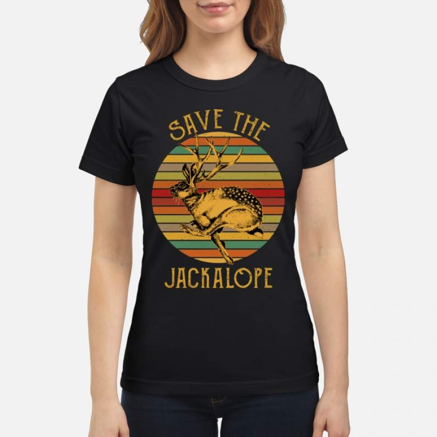 Vintage Save The Jackalope Funny Rabbit With Horn T-shirt – Women-T-Shirt