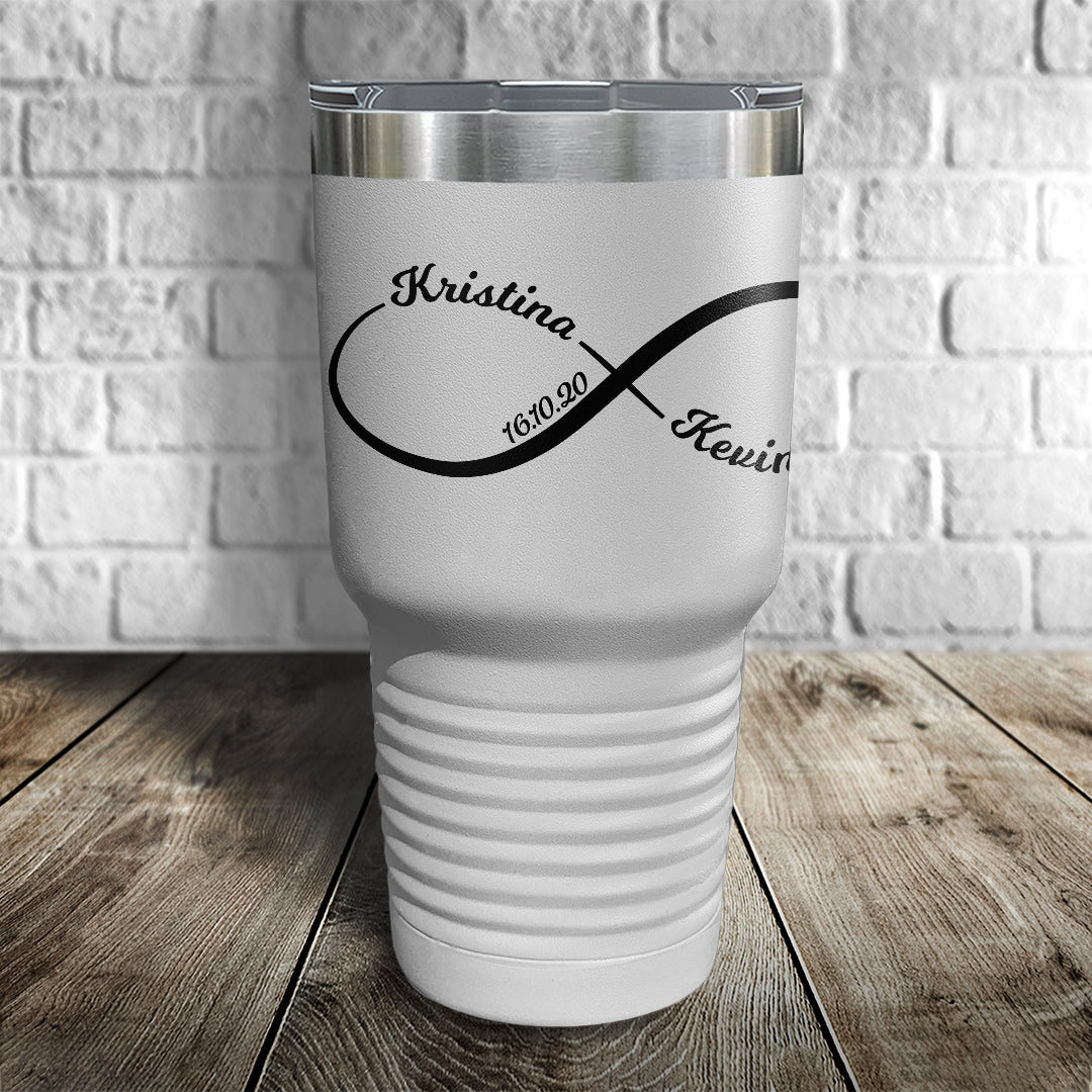 Couple Name And Date Infinity Sign Color Printed Tumbler