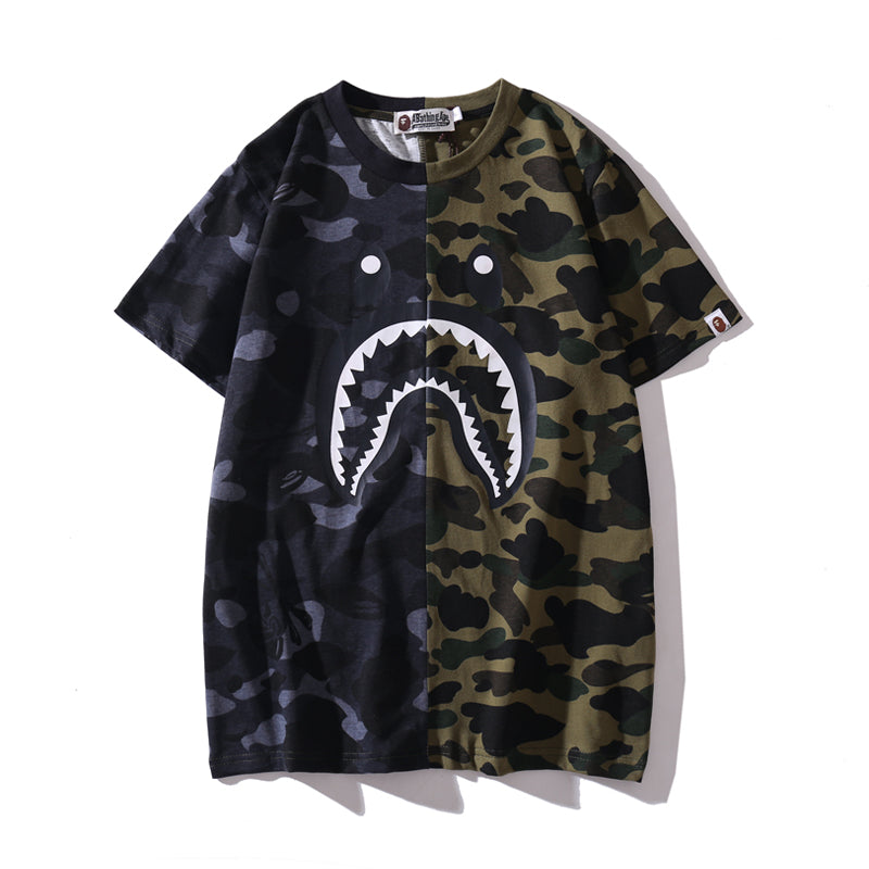 Bape Shark Skull Tee Shirt Camo Green