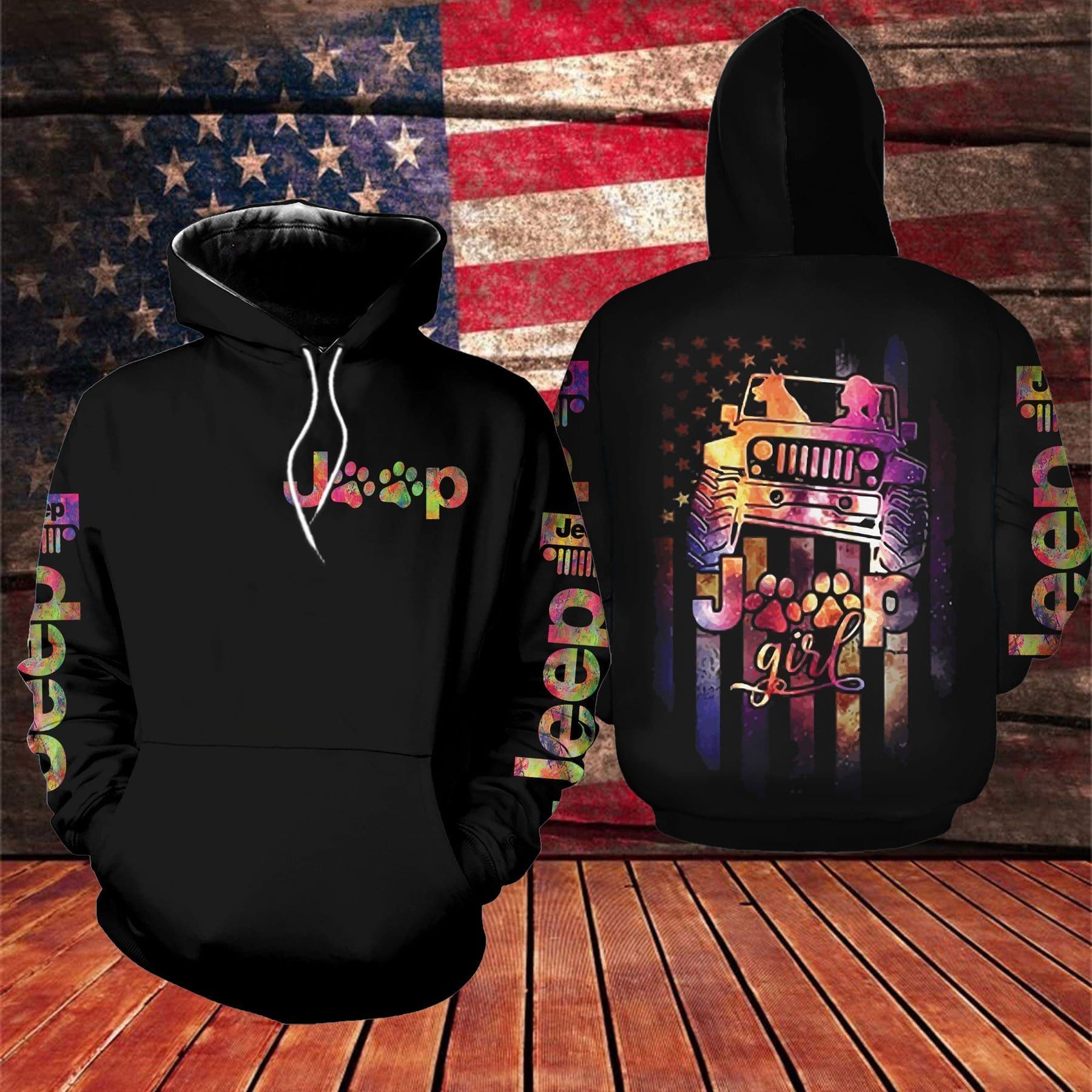 Jp Girl Love Dog Black Hoodie 3D