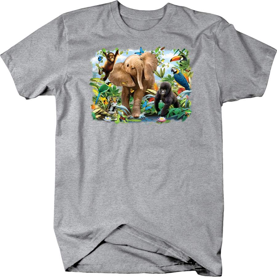 Elephant, Moneky , Gorilla and Wild Animals in the Tropical Jungle Shirt