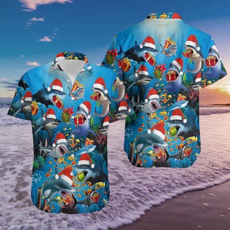 Get Now Hawaii Aloha Shirts A Great White Christmas Shark Ha25258