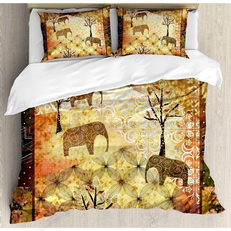 African Elephants Autumn 3D Bedding Set Bedroom Decor