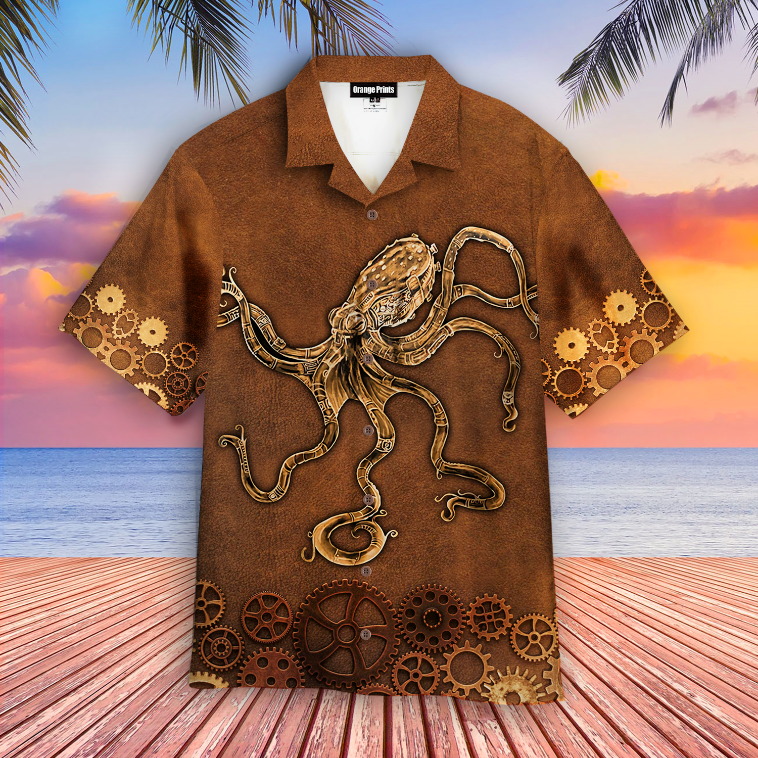 Brown Octopus Steampunk Hawaii Shirt For Men And Women Ha96132