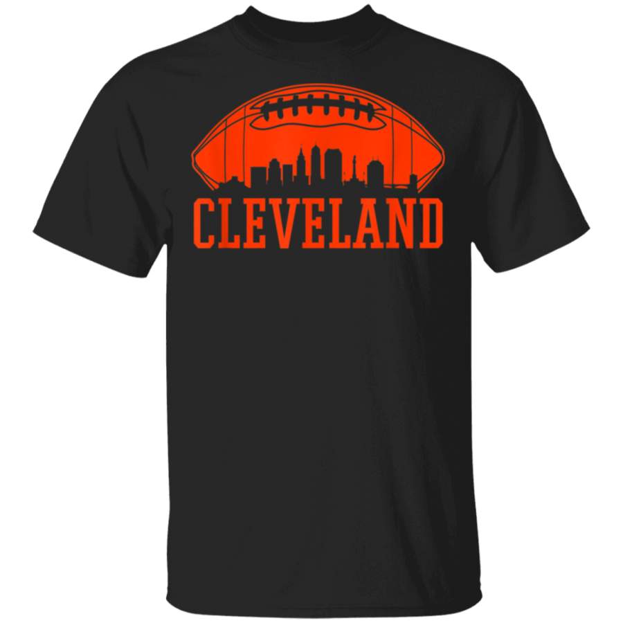 Vintage Cleveland-Football Ohio CLE Skyline Retro Brown Gift Shirt G500 Gildan 5.3 oz. T-Shirt