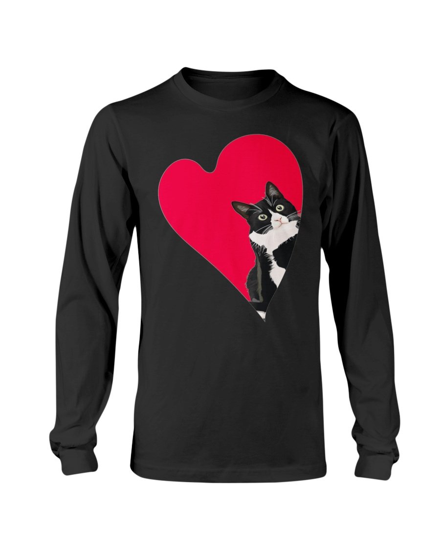 Tuxedo Cat Valentine Heart For Kitten And Animal Lovers Sweatshirt & Hoodie