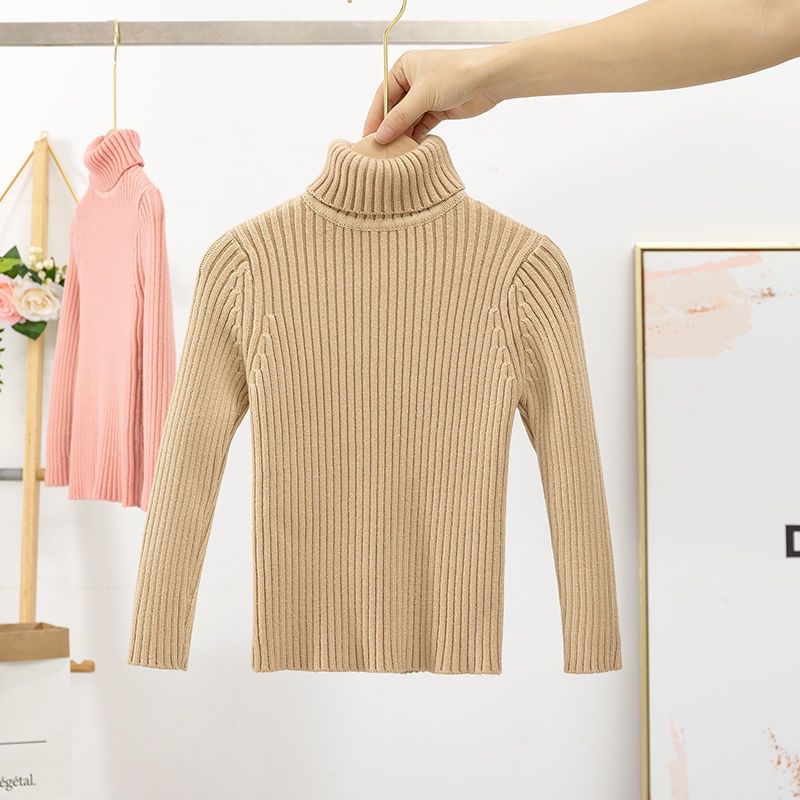 Baby Girl Boy Ribbed Sweater Turtleneck Spring Autumn Winter Child Knitted Pullover Top Solid Color Baby Clothing 3-12Y alx