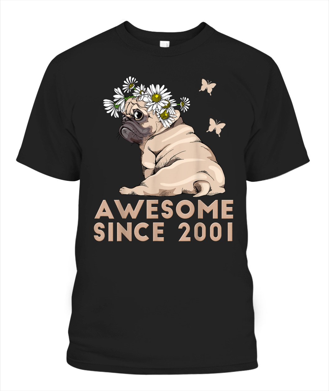 18thBday Puppy Pug Dog Puppies Awesome Since 2001 TShirt