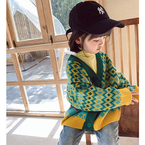 Spring Autumn Girls Boys Green Sweater Children Clothing Knitting Baby Cardigan Kids Clothes Children’s Casual Coats Knitted alx