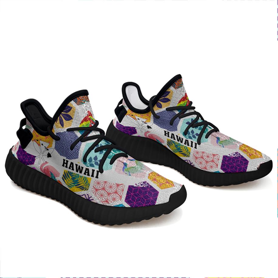 Hawaiian Sneakers YZ Parrot Toucans Hummingbird Flamingo Tropical Leaves