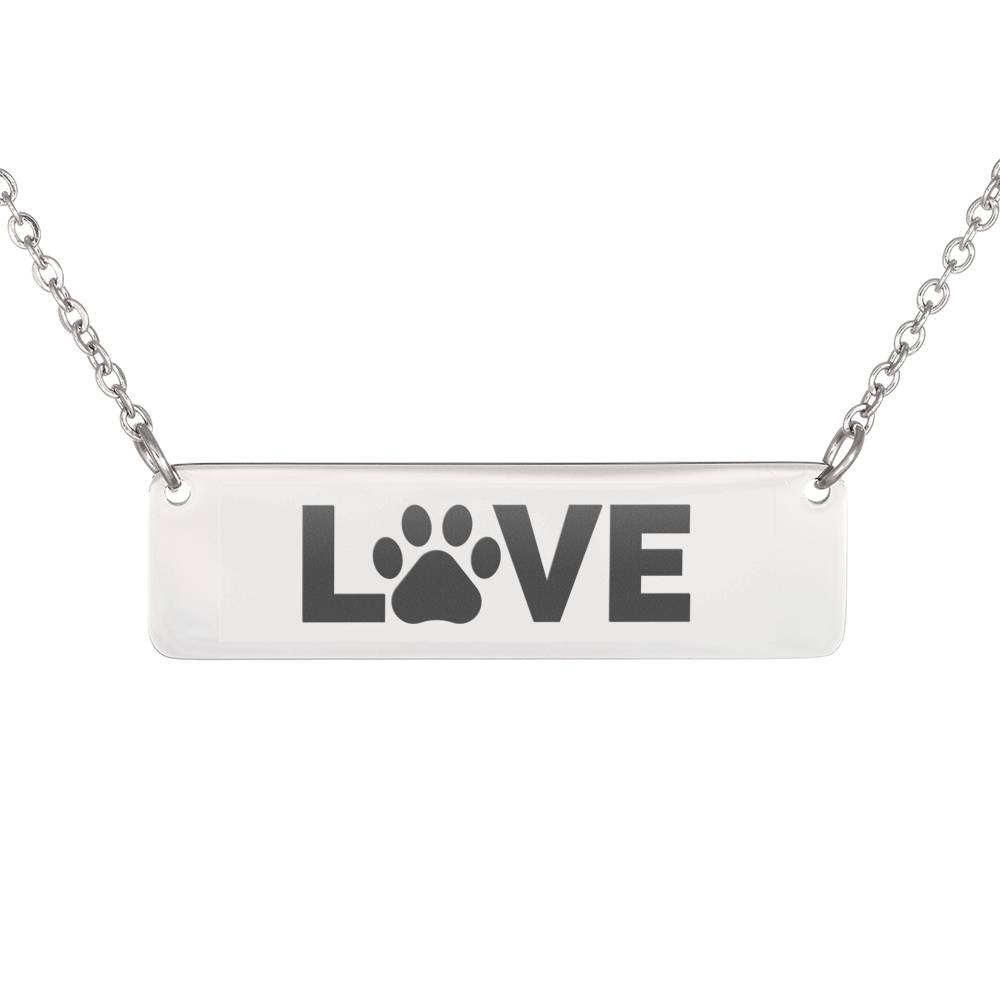 Pawprint Love Necklace. Personalized Engraving Option. Dog Cat Positivity Gift. Motivating Words. Encouraging Jewelry. Inspirational.