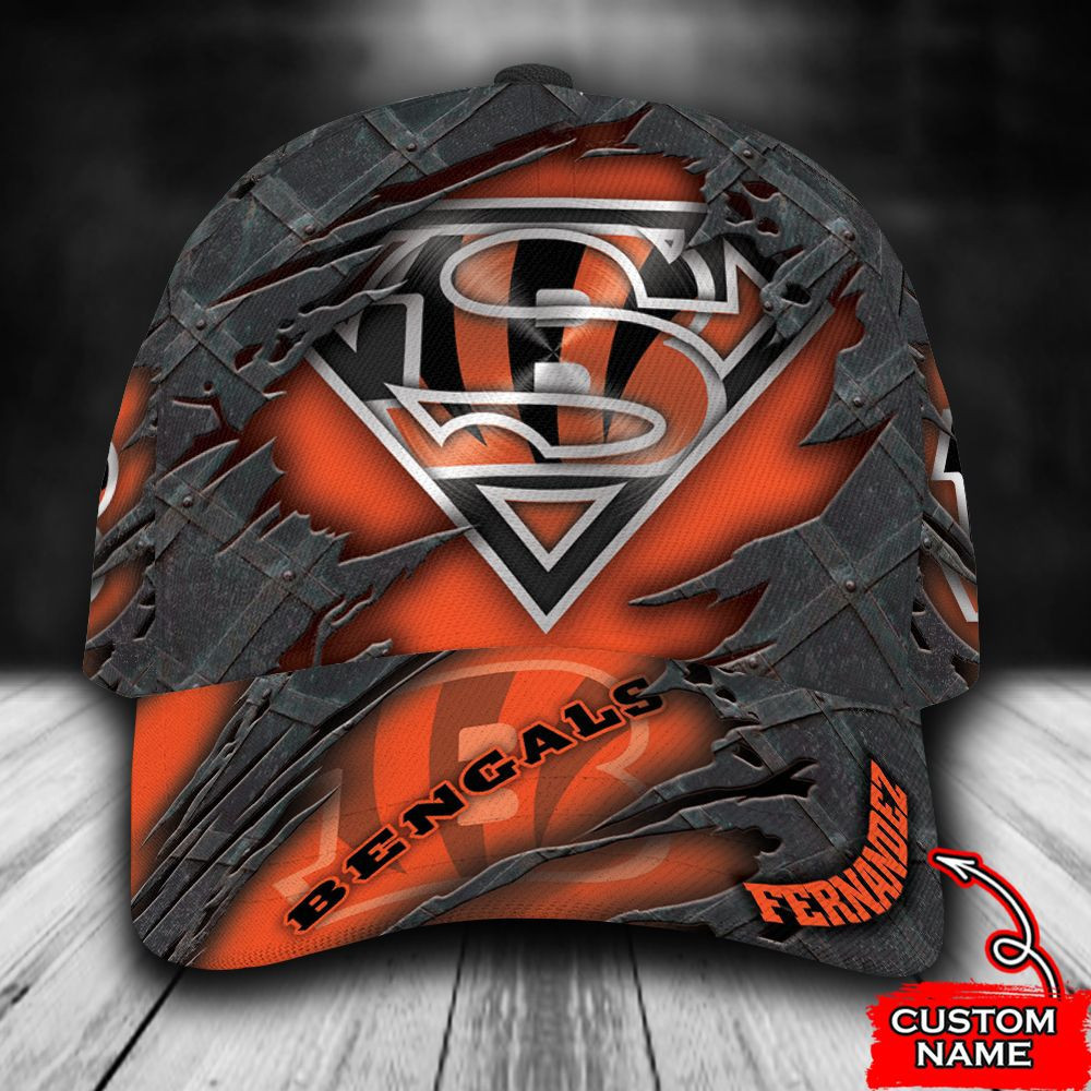 Personalized Cincinnati Bengals Superman Logo All Over Print 3D Baseball Cap – Orange