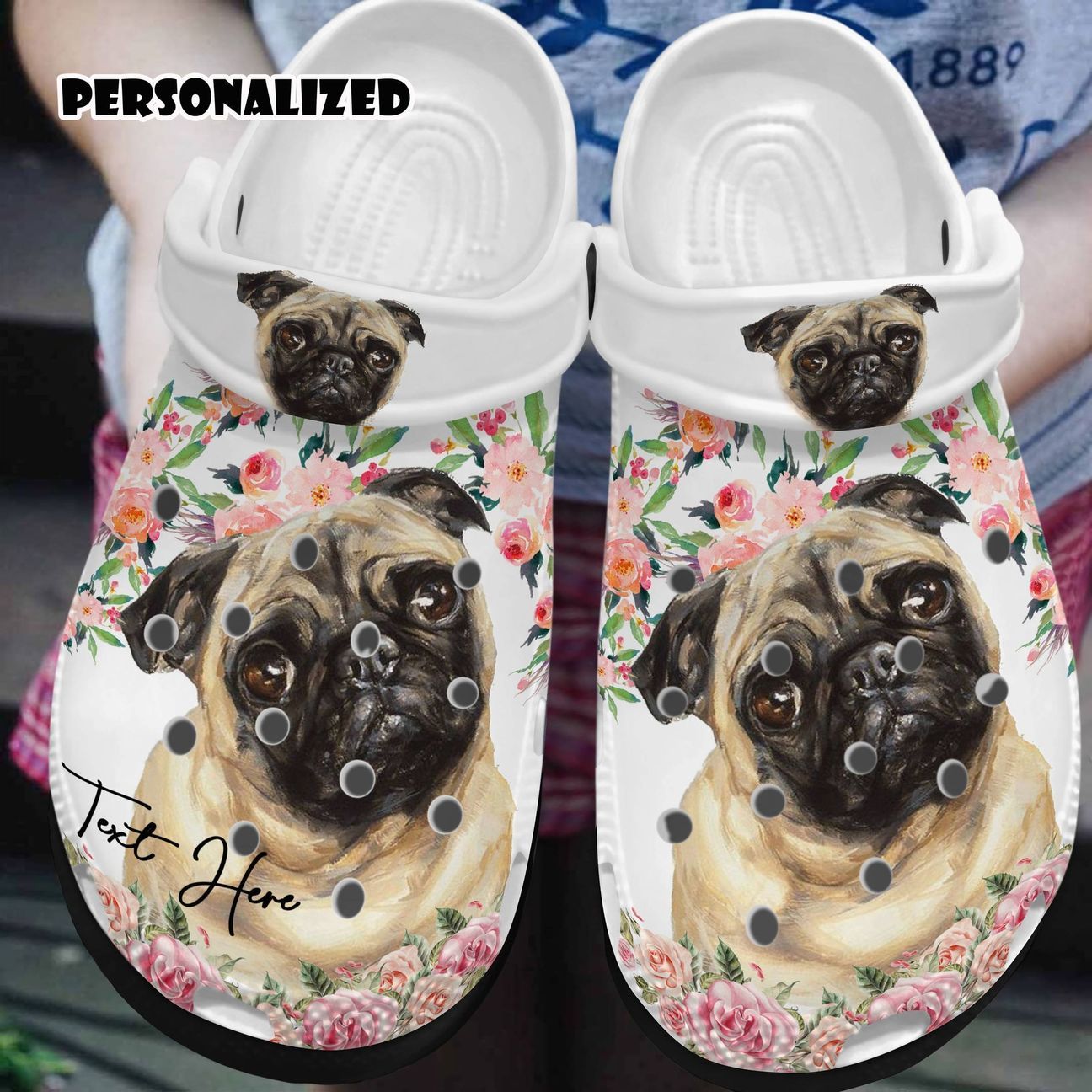 Pug Personalized Clog, Custom Name, Text, Color, Number Fashion Style For Women, Men, Kid, Print 3D Just A Pug Lover