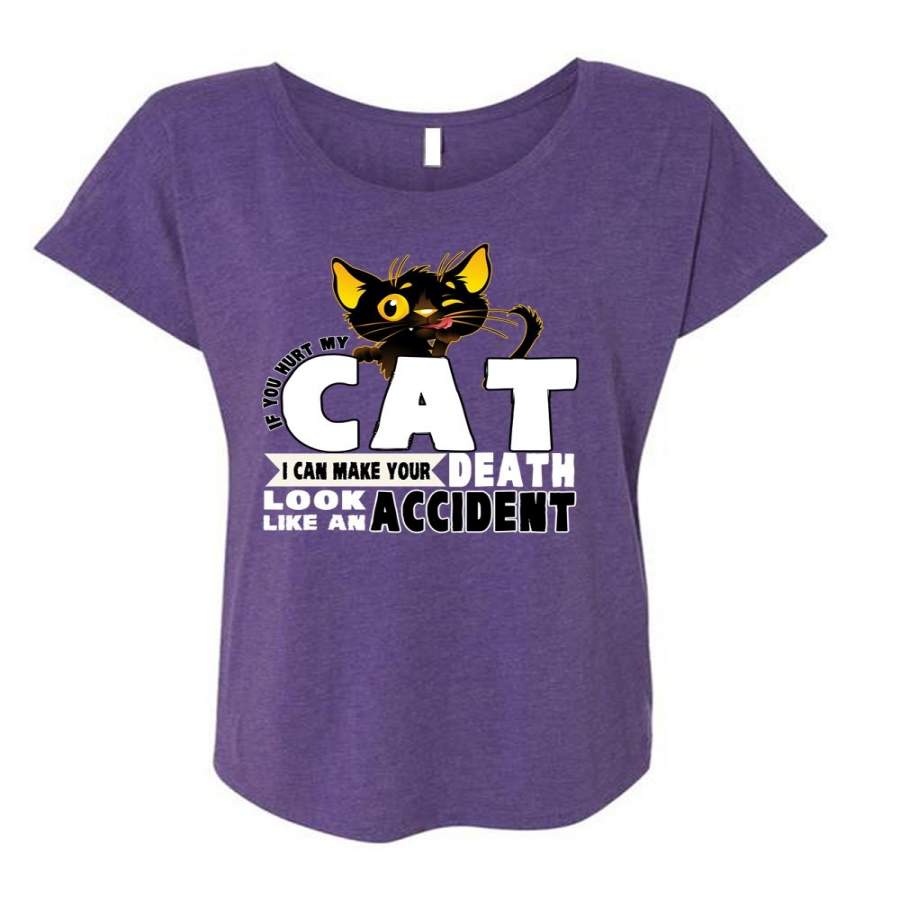 You Hurt My Cat T Shirt, Like An Accident T Shirt, Cool Shirt (Ladies’ Triblend Dolman Sleeve)