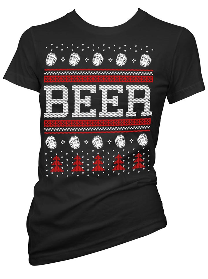 Women’S Beer Ugly Christmas Sweater Tee By Cartel Ink