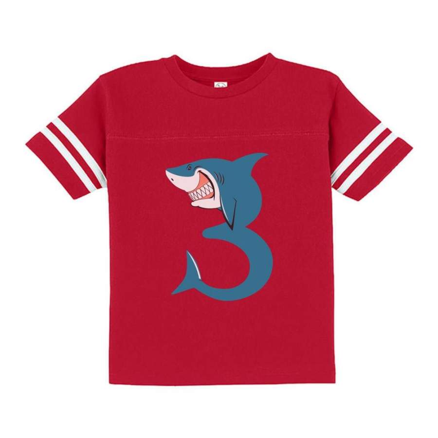 3rd Birthday Shark Three Year Old Toddler Jersey T-Shirt