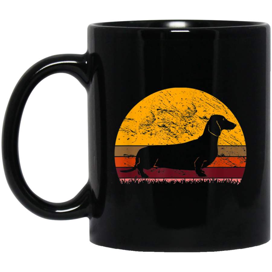 Vintage Style Dachshund Lover Retro 70s Silhouette Dog Mug